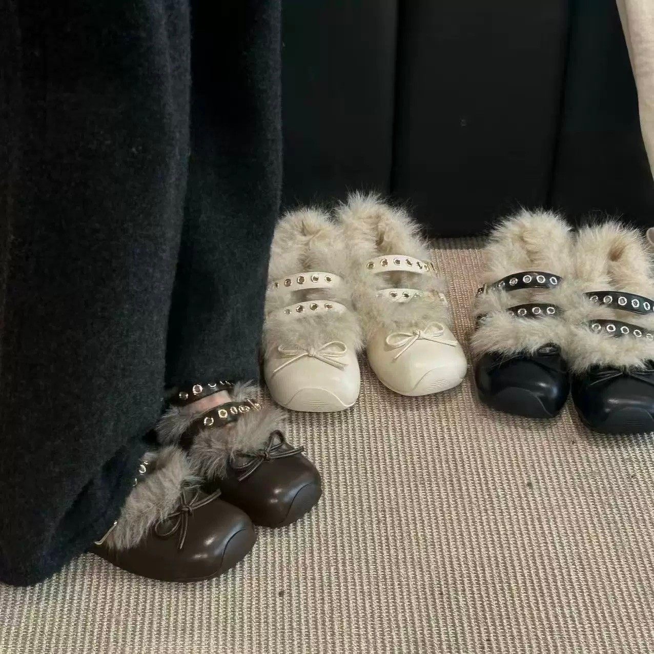 现货送运费险法式蝴蝶结玛丽珍鞋