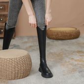 真皮显瘦长筒靴女春秋单靴2025新款 厚底高筒马丁靴平底不过膝长靴