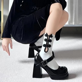 复古玛丽珍鞋女圆头2025新款日系辣妹jk制服小皮鞋高跟鞋粗跟单鞋