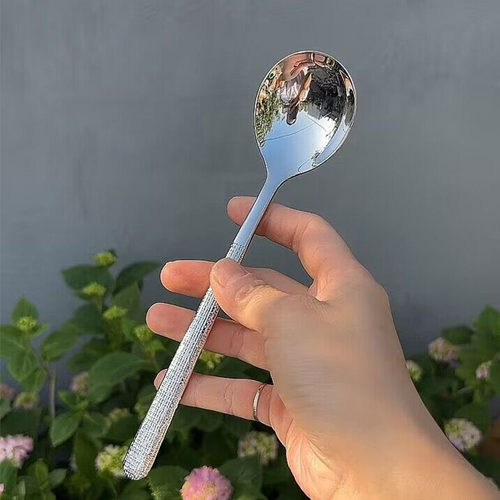 日式锤纹316不锈钢吃饭勺调羹