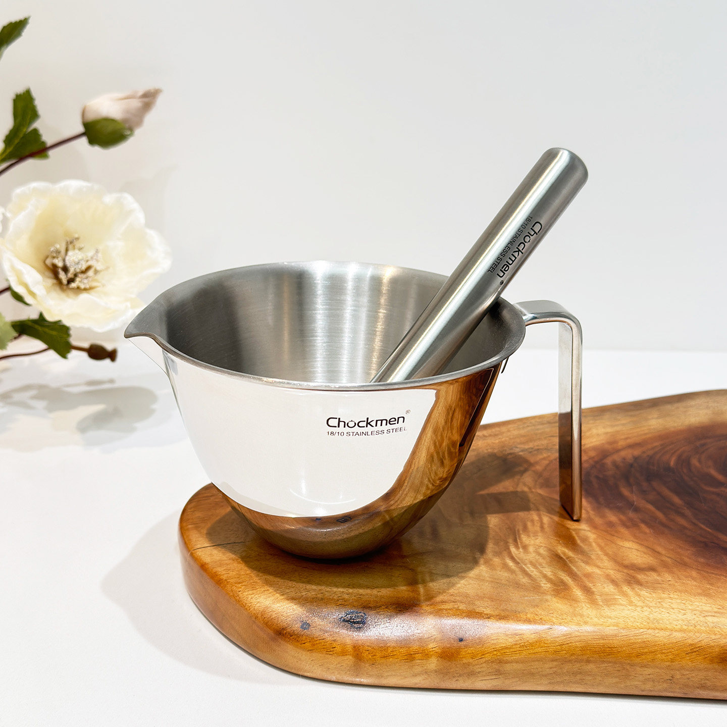Chockmen18/10不锈钢捣蒜器带手柄多用杯厨房多功能研磨器套装
