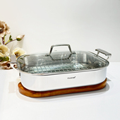 chockmen18 10不锈钢蒸鱼锅烤鱼锅方形大容量海鲜锅蒸锅蒸菜神器