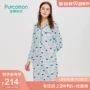 Purc Bông / bông thời đại cotton mùa xuân và mùa hè in dịch vụ nhà váy gạc cotton dài tay váy ngủ - Đêm đầm váy nhung cao cấp