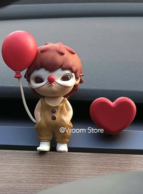 正版泡泡玛特hirono小野车载香薰出风口装饰摆件特斯拉女友礼物