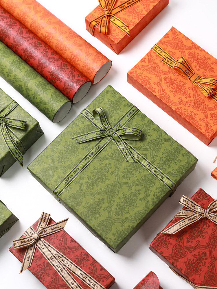 礼物包装纸新年礼品纸超大尺寸书皮套复古包书皮纸创意送男友生日