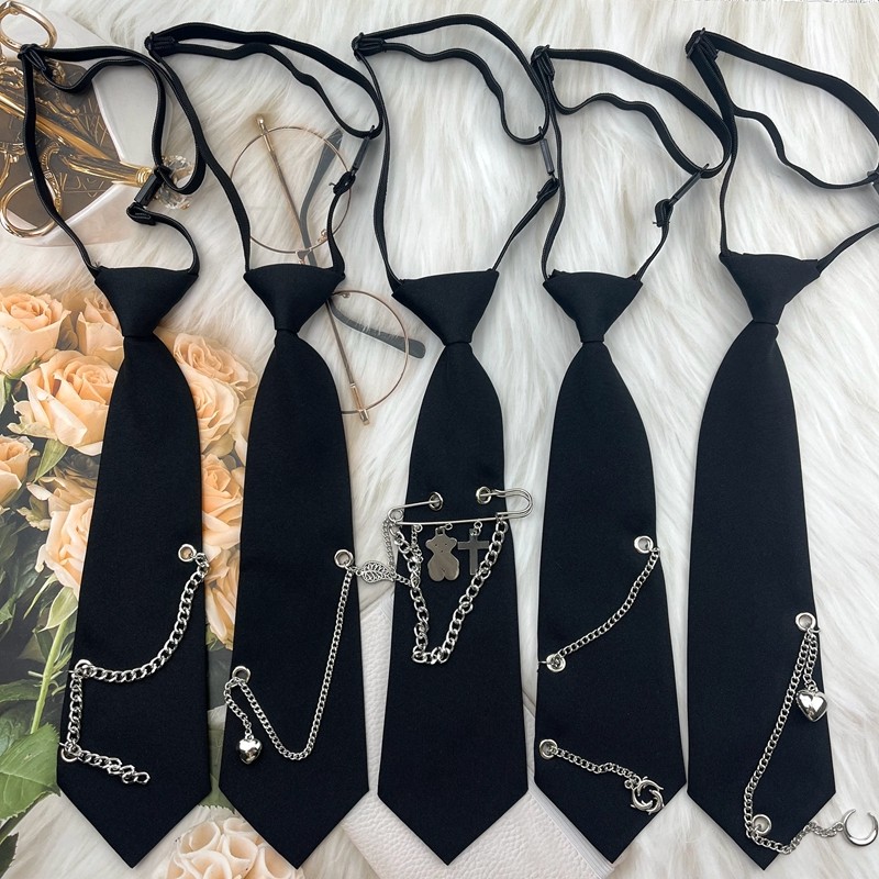 链条领带女款jk黑色懒人免打ins短款痞帅衬衫配饰男女爱心别针蝶,服饰配件/皮带/帽子/围巾,领带,淘宝优惠券,粉丝福利购,淘宝优惠卷