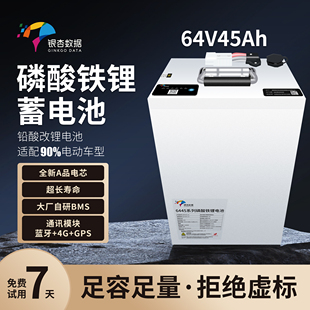 银杏电池64V45AH两轮车三轮车60V电动车电池外卖长续航