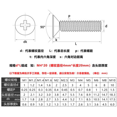 M4M3 304不锈钢黑色KM十字沉头螺丝螺钉平头*20x25x30x35x40x50mm