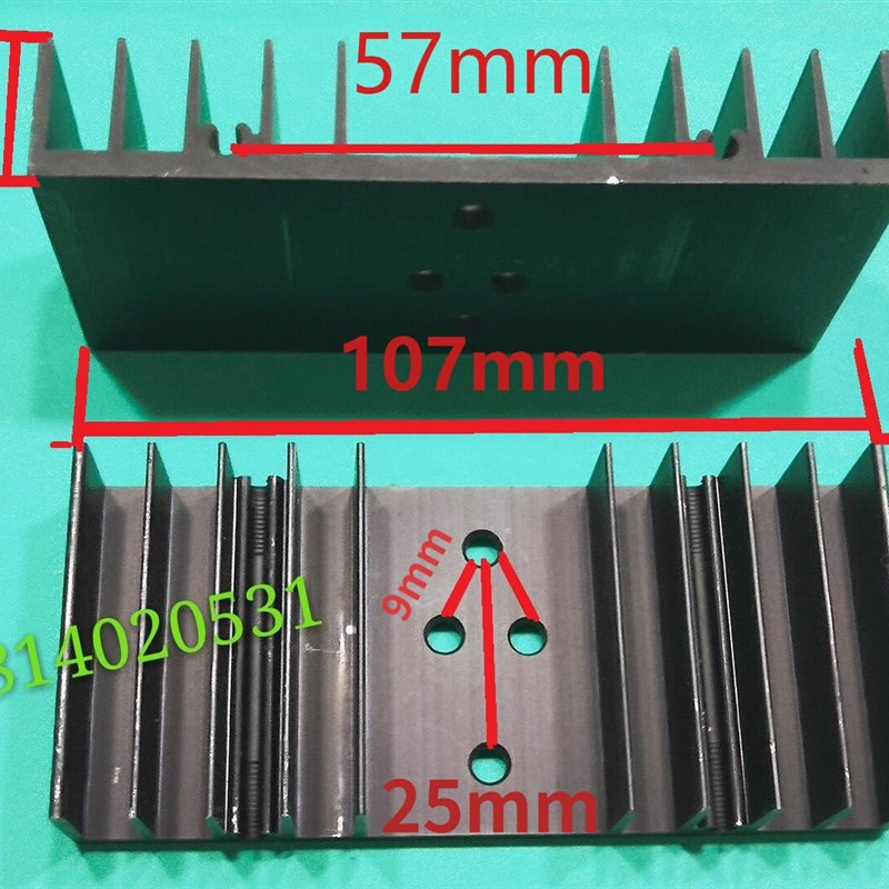黑色铝散热器 107*19*48mm 散热片 孔 大功率三极管专用