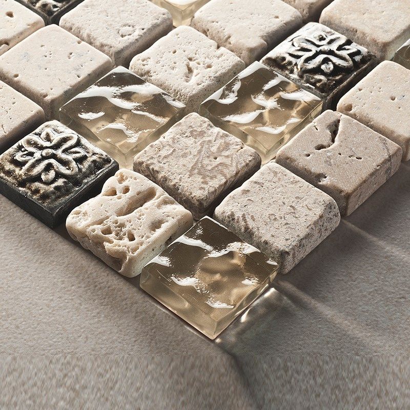 kasaro仿古艺术大理石材复古洞石马赛克卫生间瓷砖电视背景墙贴