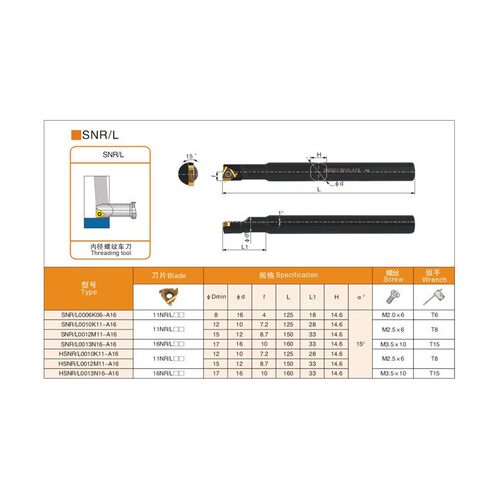 数控内螺纹刀杆内牙挑丝刀把SNL/SNR0010/0008K11/0012M11配11IR