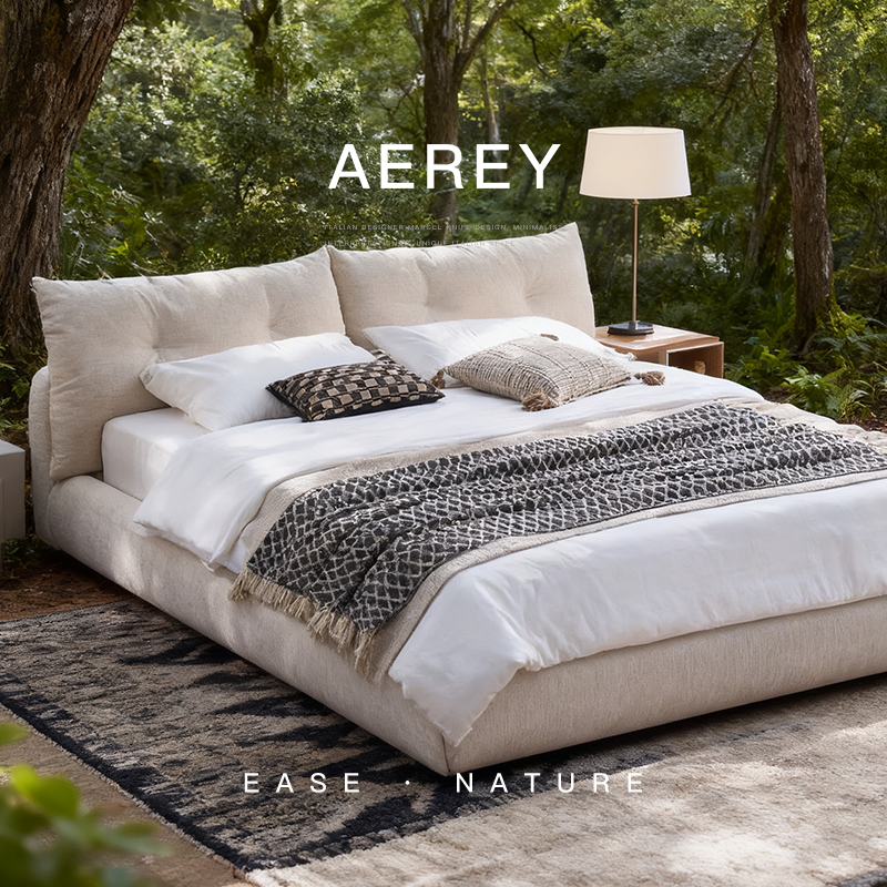 已夏法式奶油布艺双人床