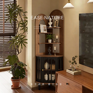 已夏寻梦墙角柜中古红橡木斗柜客厅餐厅靠墙柜收纳储餐边柜边柜