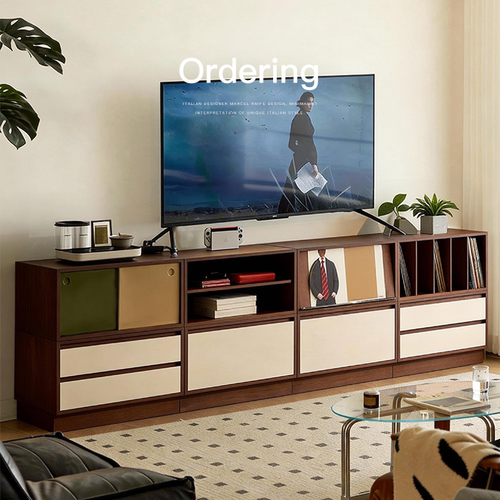 已夏中古复古布拉诺自由组合柜客厅书房储物胡桃木置物电视柜斗柜