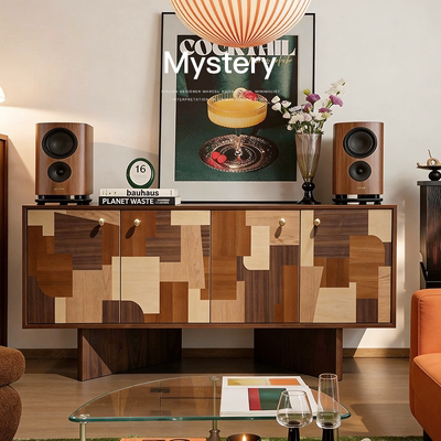 已夏木织中古侘寂北美黑胡桃木斗柜客厅餐厅靠墙边柜收纳储餐边柜