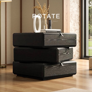 已夏Molteni&CTeorema烟熏床头柜轻奢高级可旋转储物柜个性 床边柜