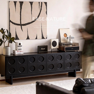 中古风栎影电视柜北美红橡木客厅储物柜离地高脚加高