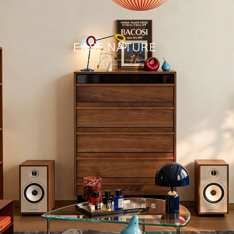 已夏墨檀储物柜中古风黑胡桃木骨格线客厅收纳柜卧室靠墙收纳柜,住宅家具,斗柜,淘宝优惠券,粉丝福利购,淘宝优惠卷