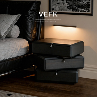 已夏Molteni&CTeorema烟熏床头柜轻奢高级可旋转储物柜个性 床边柜