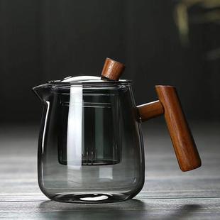 供应家用玻璃茶壶木把泡茶茶杯茶水分离器煮茶壶家用办公烟榭壶