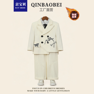 男童西装套装周岁花童婚礼服男孩主持钢琴演讲闪亮演出服儿童西服