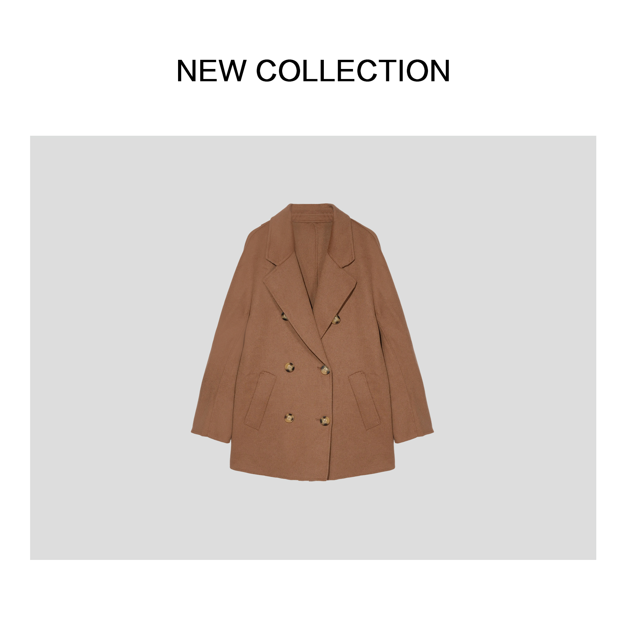 【爆米花专享】 经典复古双排扣双面呢大衣 S3F58001