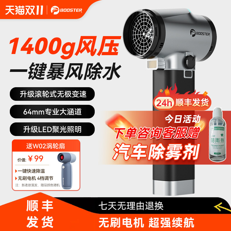 菠萝君暴力涡轮风扇高速涡轮吹风机手持64mm涵道吹水机无刷电机车载超强风力洗车户外电吹风工业级吹干吹尘枪