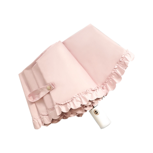 彩胶木耳花边女防晒防紫外线折叠晴雨两用自动雨伞遮阳便携太阳伞