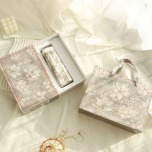 礼盒五折伞复古花卉印花手提袋女黑胶防晒防紫外线晴雨两用遮阳伞