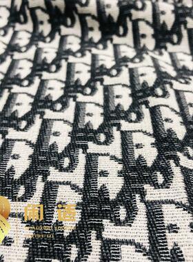 D字母色织提花面料Diro英文复古梭织涤棉网红潮牌服装包包爆款