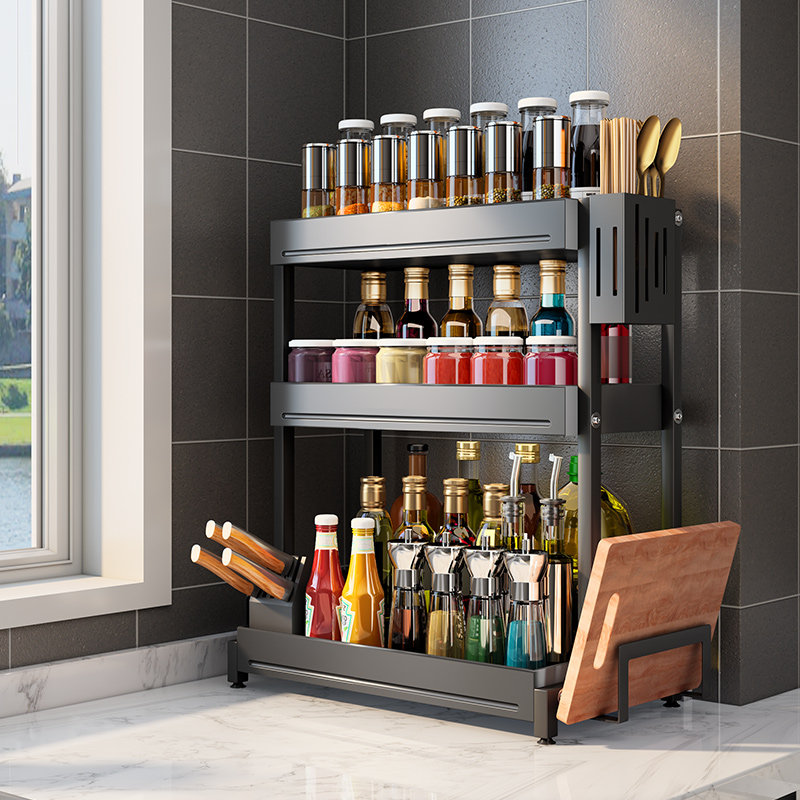 	nên mua thiết bị nhà bếp ở đâu Giá đựng gia vị kèm giá đựng dao, mặt bàn bếp, giá đựng dao gia vị gia đình, giá đựng dầu, muối, nước sốt, giấm đa năng da ban bep thiết bị bếp công nghiệp