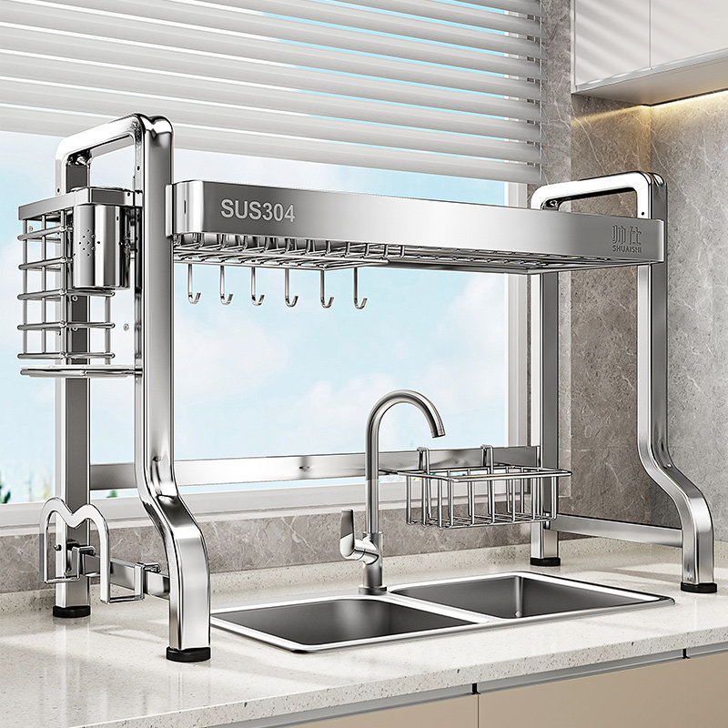 帅仕304不锈钢厨房水槽置物架洗碗槽水池碗碟收纳放碗盘沥水碗架