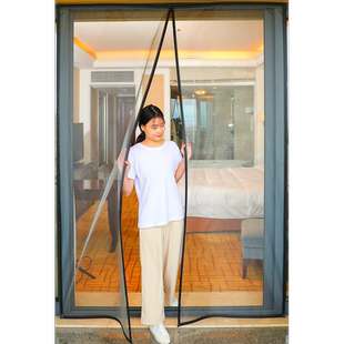 纱窗魔术贴c阳台落地窗防蚊纱窗门帘家用推拉门纱窗网自装沙窗自