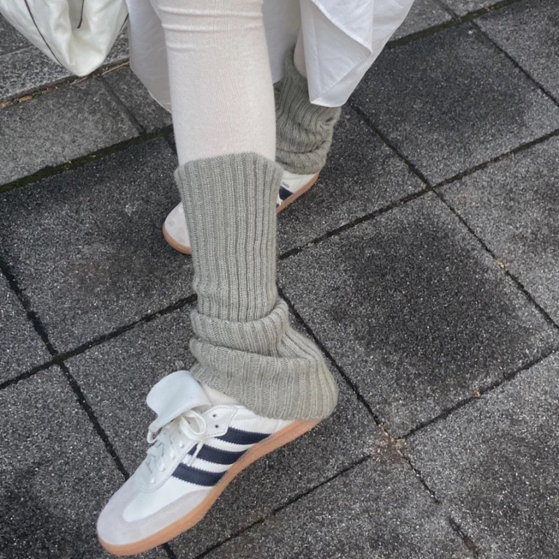 秋冬粗针针织毛钱踩脚袜套纯色百搭日系堆堆袜潮显瘦JK中筒小腿袜