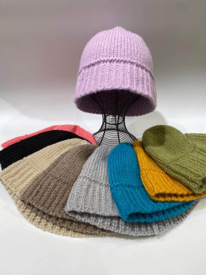 韩版秋冬新款糖果色针织渔夫帽女韩国代购东大门水桶帽彩色盆帽