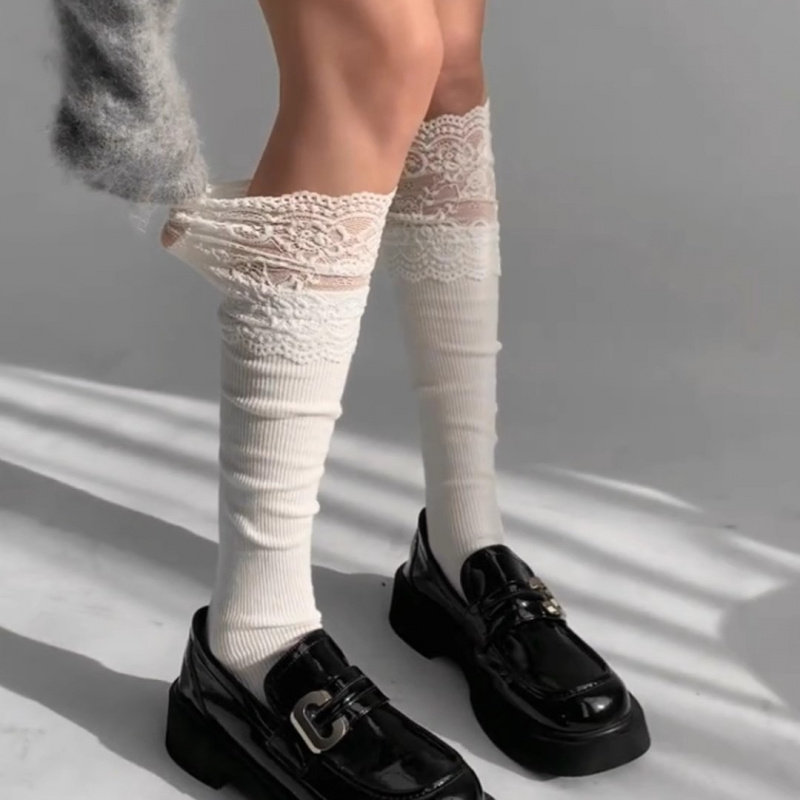 白色蕾丝lolita洛丽塔小腿袜袜子女长筒袜jk长筒花边甜美日系棉袜,女士内衣/男士内衣/家居服,内衣配件,淘宝优惠券,粉丝福利购,淘宝优惠卷