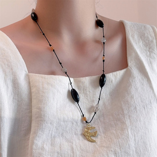 吴昕同款小鸟编绳项链精致细巧轻奢锁骨链欧美小众度假风毛衣链女