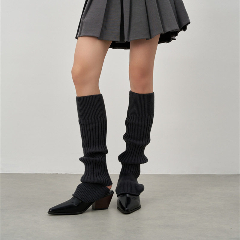 秋冬踩脚网红纯色袜套针织堆堆千