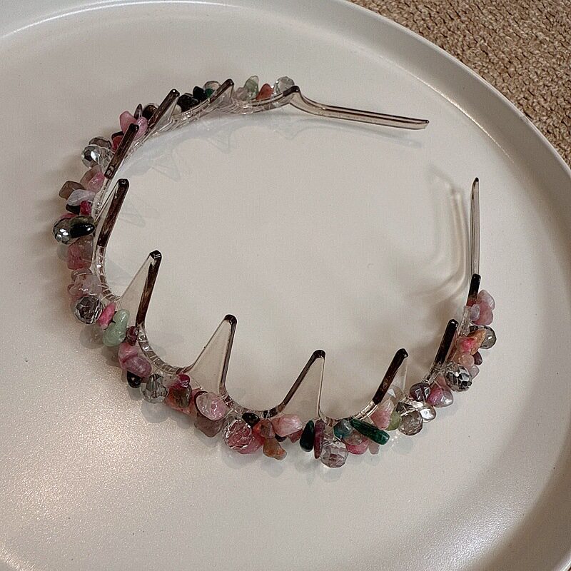 韩国原石水晶缠绕带齿轻奢发箍发饰气质复古百搭细头箍发卡女发饰