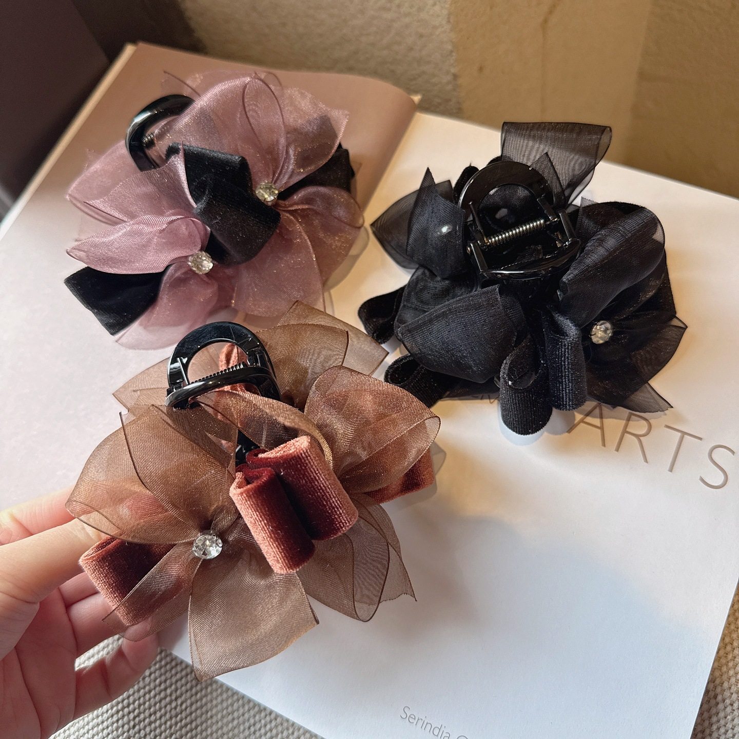 超仙网纱蝴蝶结水钻抓夹高级感大号发夹女时尚气质后脑勺鲨鱼夹子,饰品/流行首饰/时尚饰品新,民族风发饰,淘宝优惠券,粉丝福利购,淘宝优惠卷