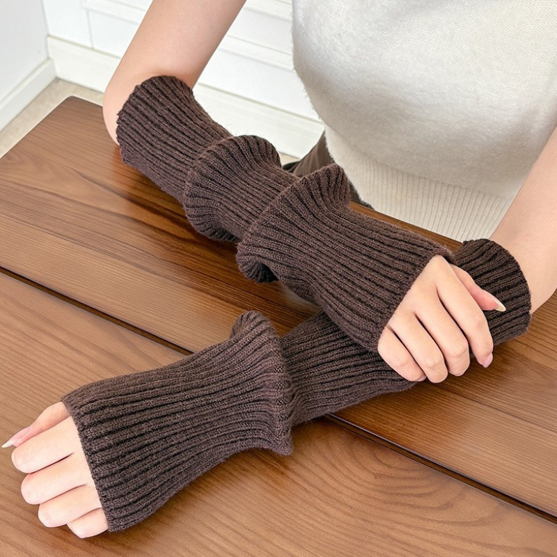 韩系慵懒感坑条手臂套针织袖套秋冬保暖厚实防漏风大衣伴侣