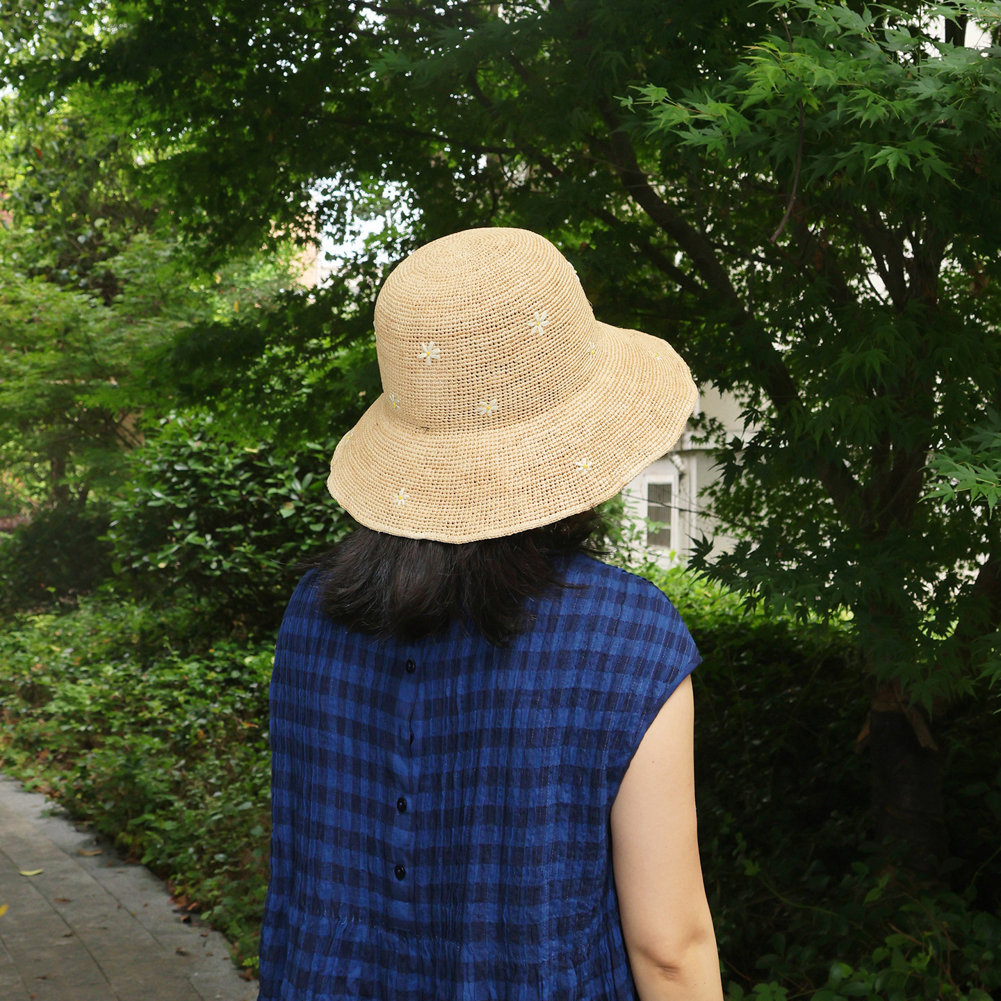 日系甜美小花拉菲草帽户外出游遮阳大檐太阳帽可折叠百搭帽子女