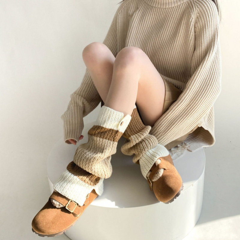 秋冬撞色拼接堆堆袜女保暖针织木扣腿套Y2K小腿袜春秋纯色ins靴套,运动包/户外包/配件,腿套,淘宝优惠券,粉丝福利购,淘宝优惠卷