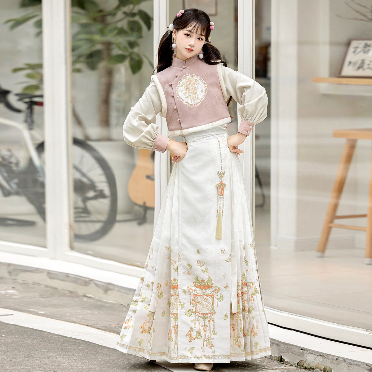 原创流萤盏改良新中式汉服女国风日常大衣马面裙裙汉元素套装时尚