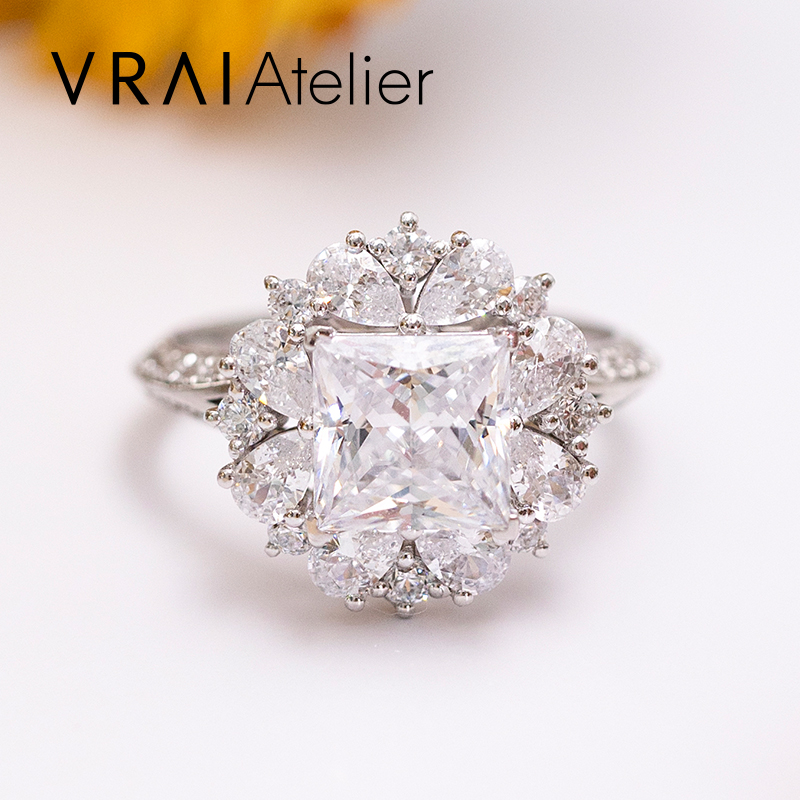 【培育】VRAI Atelier 天香国色公主方婚戒奢华豪镶婚戒3克拉