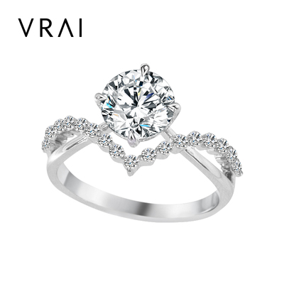 【培育】VRAI芮爱 薇光甜心圆钻婚戒求婚钻戒钻石戒指一克拉进口