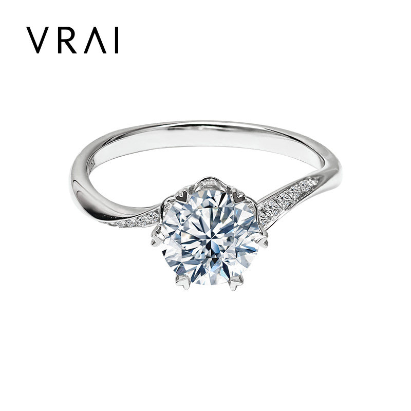 芮爱VRAI【现货】心形六爪扭臂圆钻婚戒 线下同款 结婚求婚戒指