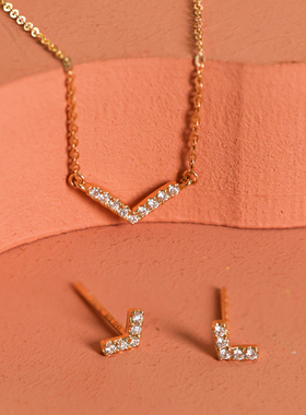 DIAMOND FOUNDRY芮爱  V字铺钻钻石项链耳钉真钻 VRAI girls系列