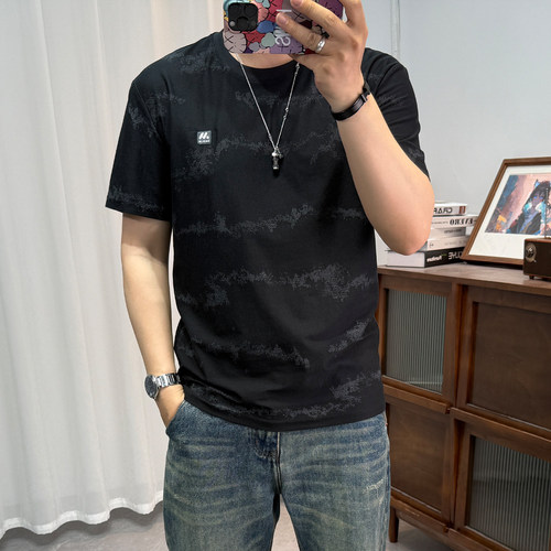 棉麻凉感短袖T恤男夏季