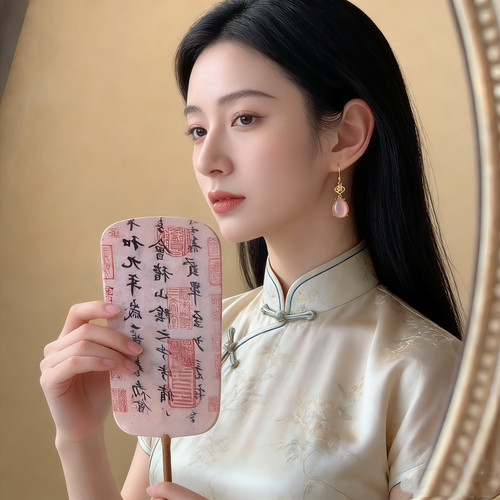 国风耳环粉玉髓水滴耳坠复古耳钩配旗袍汉服的温柔气质新中式耳饰